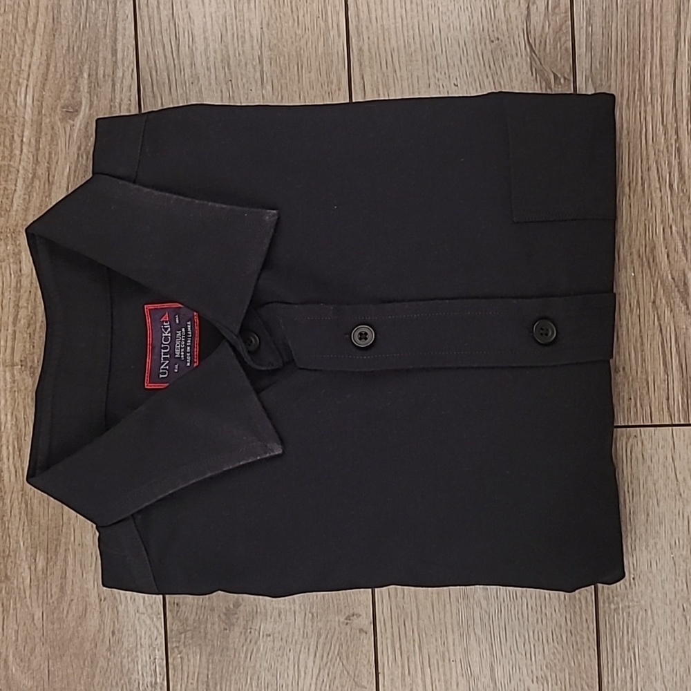UNTUCKIT Solid Black‎ Cotton Sz Medium Mens Long Sleeve Casual Shirt